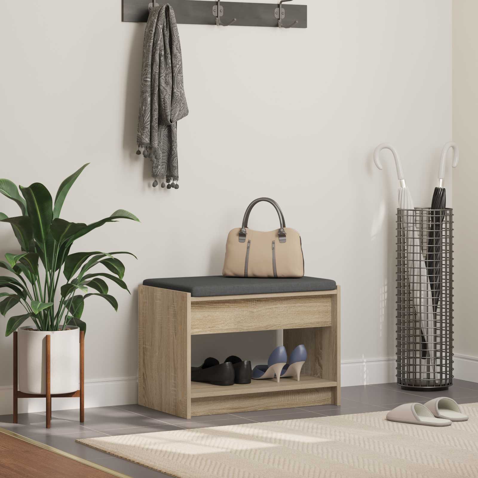 Hallbänk Sonoma-ek 63 x 38 x 45 cm Konstruerat Trä och Tyg