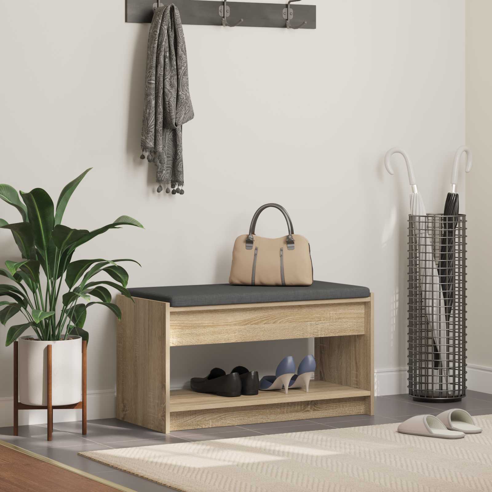 Hallbänk Sonoma-ek 83 x 38 x 45 cm Konstruerat Trä och Tyg