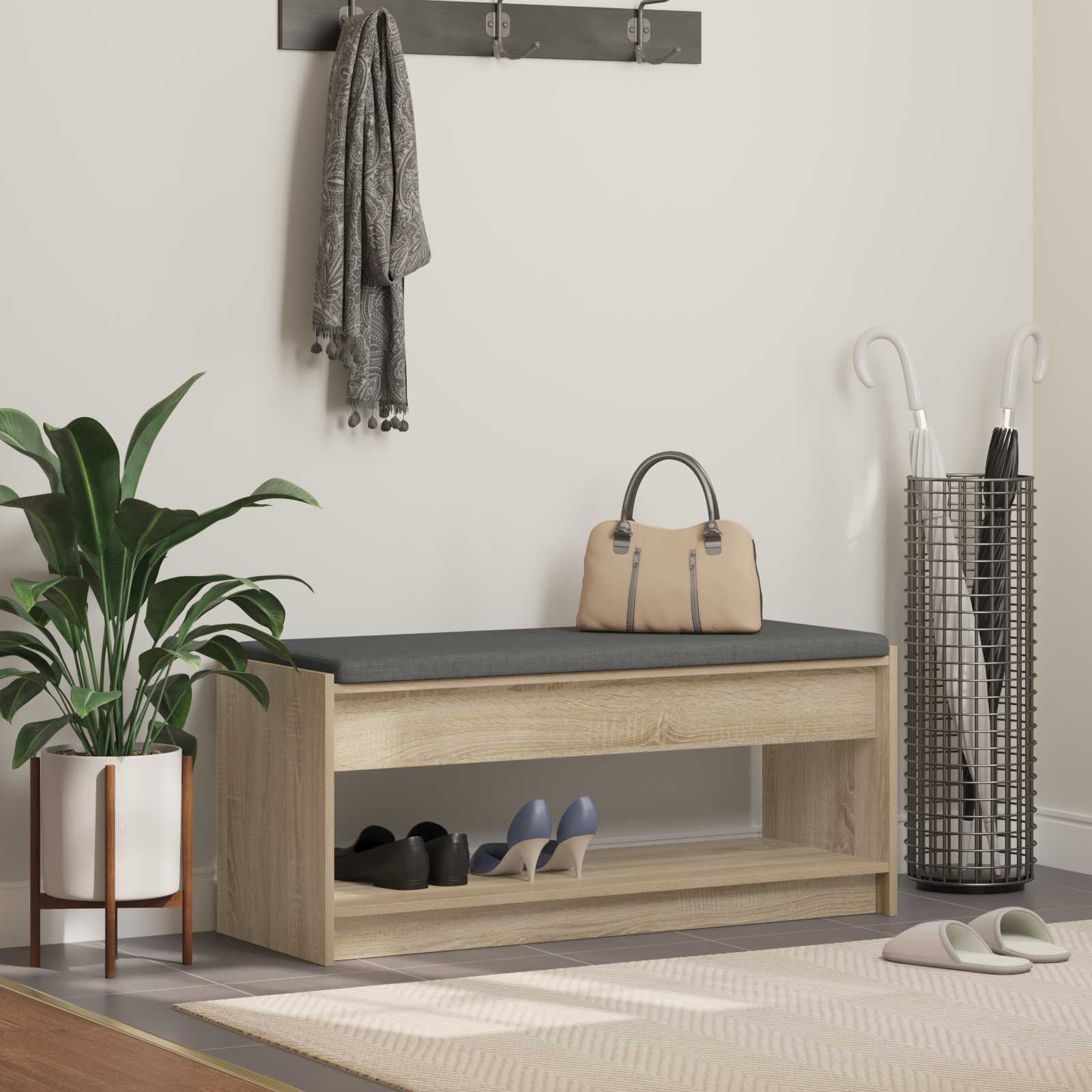 Hallbänk Sonoma-ek 103 x 38 x 45 cm Konstruerat Trä och Tyg