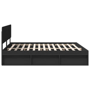 Sängram med huvudgavel Svart 180 x 200 cm Massiv furu