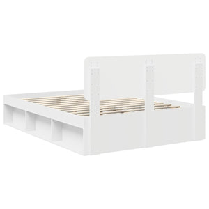 Sängram med huvudgavel Vit 150 x 200 cm Massiv furu