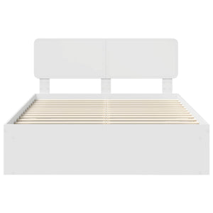 Sängram med huvudgavel Vit 150 x 200 cm Massiv furu