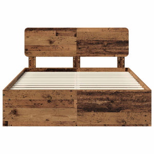 Sängram med huvudgavel Gammalt trä 150 x 200 cm Massiv furu