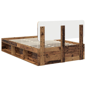 Sängram med huvudgavel Gammalt trä 135 x 190 cm Massiv furu