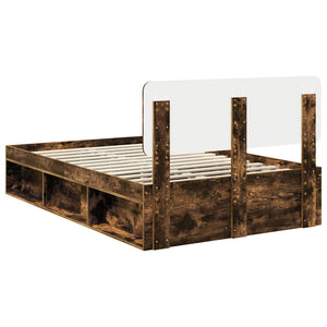 Sängram med huvudgavel Rökt ek 120 x 200 cm Massiv furu