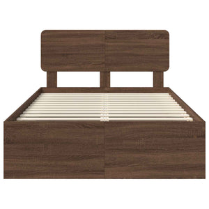 Sängram med huvudgavel Brun Ek 120 x 200 cm Massiv furu