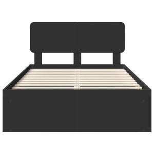 Sängram med huvudgavel Svart 120 x 190 cm Massiv furu