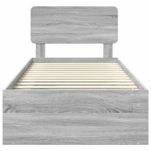 Sängram med huvudgavel Grå Sonoma 100 x 200 cm Massiv furu
