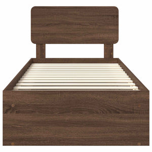 Sängram med huvudgavel Brun Ek 90 x 200 cm Massiv furu