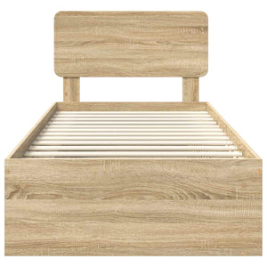 Sängram med huvudgavel Sonoma-ek 75 x 190 cm Massiv furu