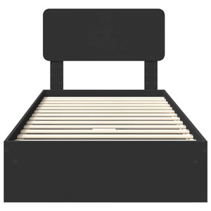 Förvaringssäng med huvudgavel Svart 75 x 190 cm Konstruerat trä