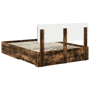 Sängram med huvudgavel Rökt ek 140 x 200 cm Konstruerat trä