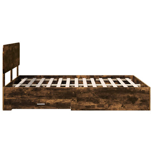 Sängram med huvudgavel Rökt ek 140 x 200 cm Konstruerat trä