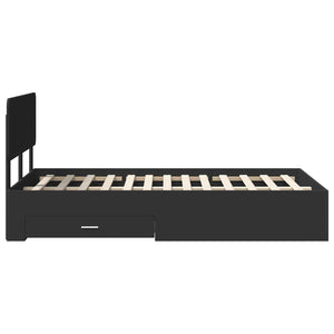 Sängram med huvudgavel Svart 135 x 190 cm Konstruerat trä