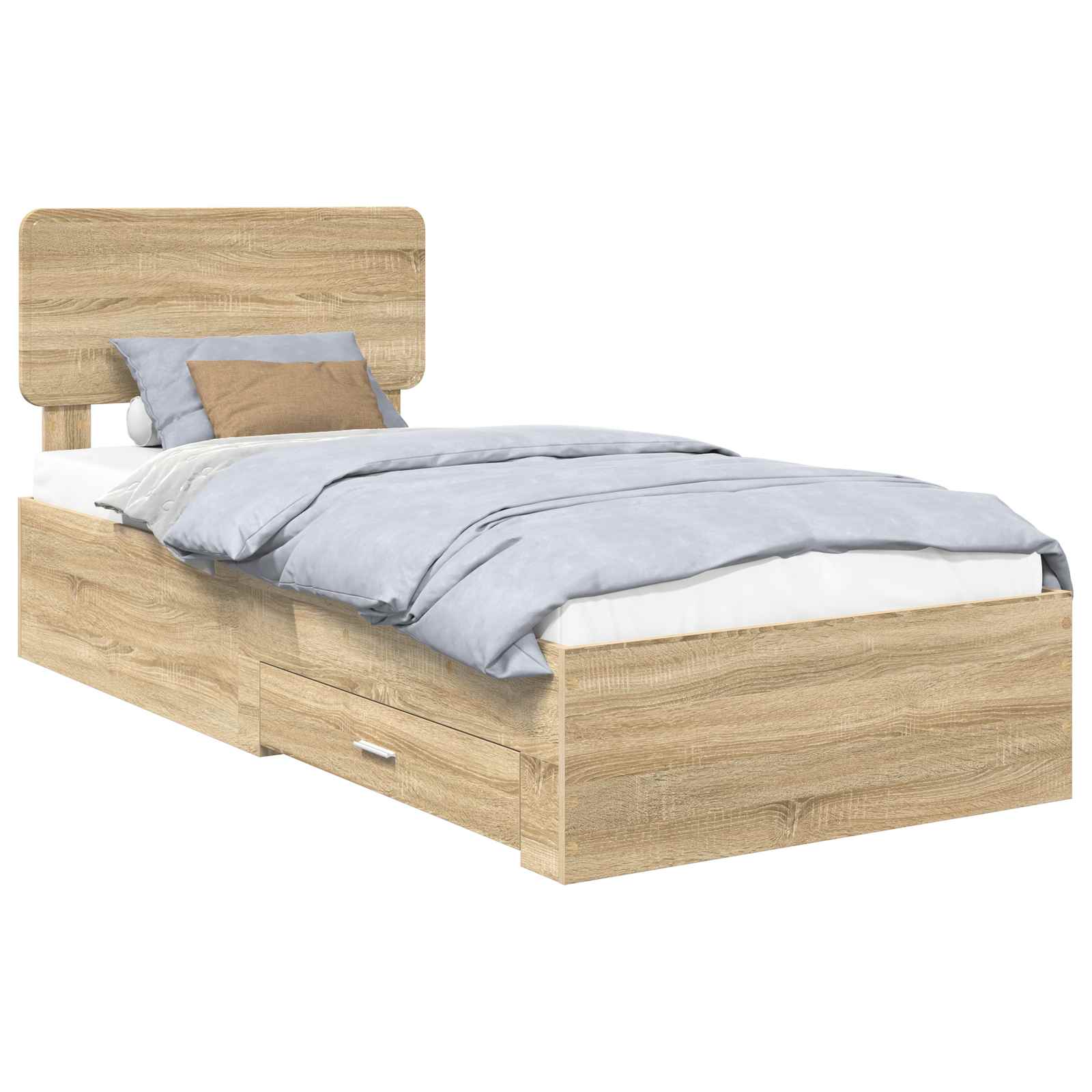 Sängram med huvudgavel Sonoma-ek 90 x 190 cm Konstruerat trä