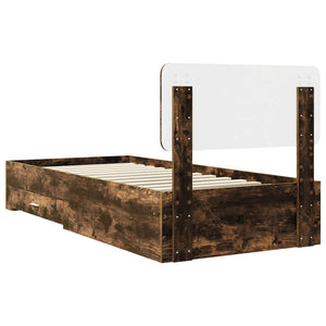 Sängram med huvudgavel Rökt ek 90 x 190 cm Konstruerat trä