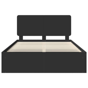 Sängram med huvudgavel Svart 150 x 200 cm Massiv furu