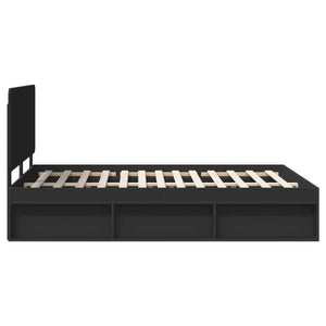 Sängram med huvudgavel Svart 140 x 200 cm Massiv furu