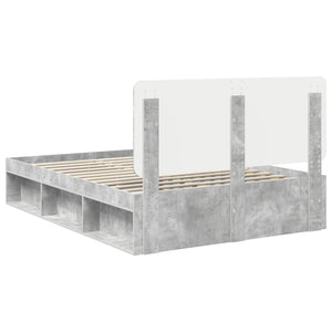 Sängram med huvudgavel Betong 140 x 200 cm Massiv furu