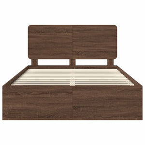 Sängram med huvudgavel Brun Ek 140 x 200 cm Massiv furu