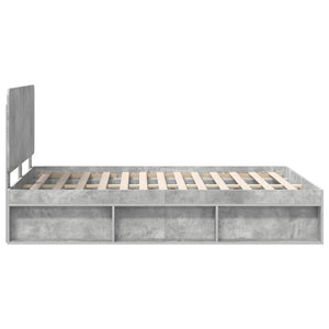 Sängram med huvudgavel Betong 140 x 190 cm Massiv furu