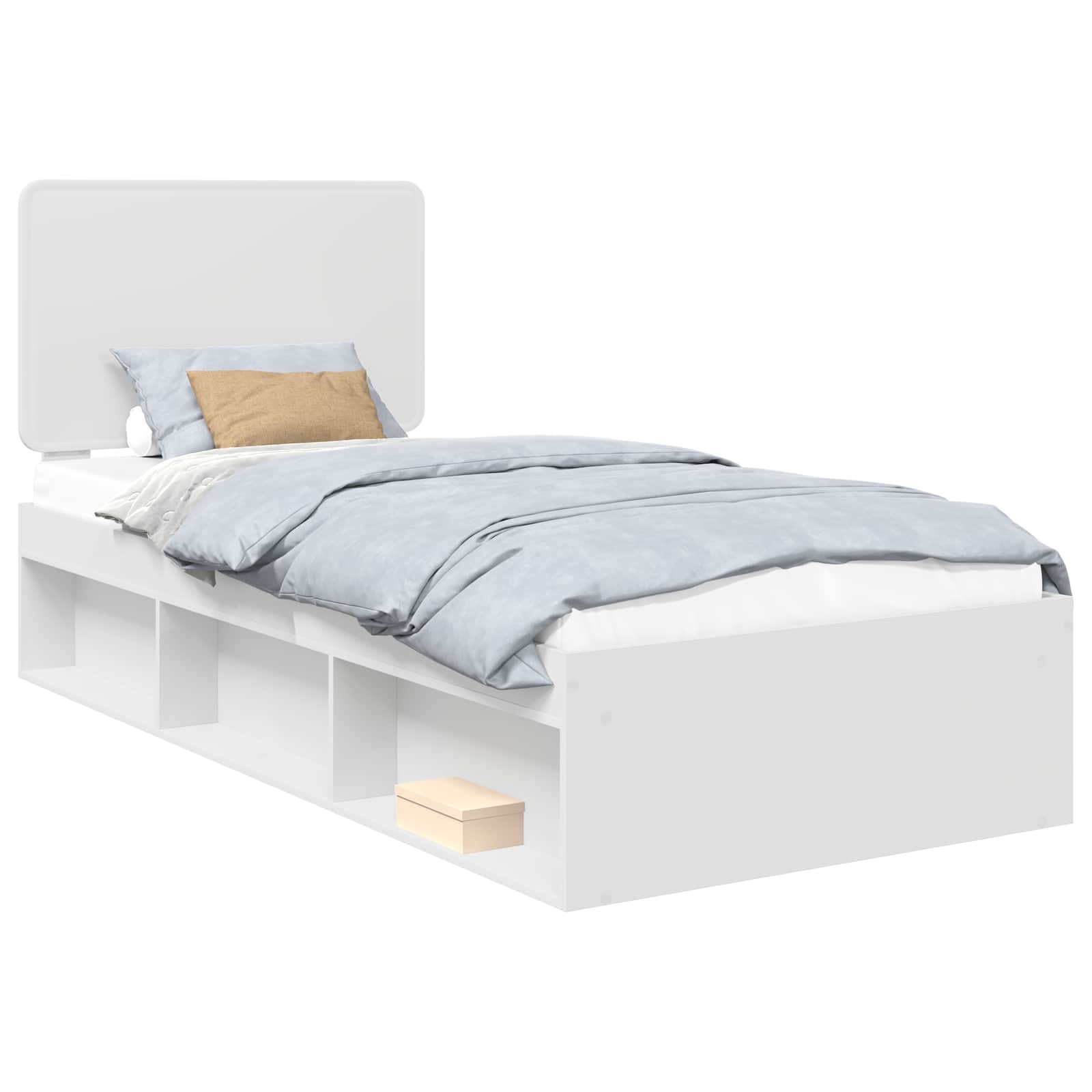Sängram med huvudgavel Vit 75 x 190 cm Massiv furu