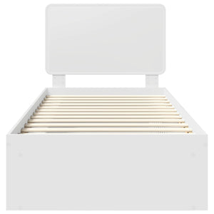 Sängram med huvudgavel Vit 75 x 190 cm Massiv furu