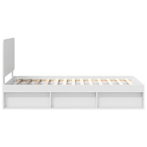 Sängram med huvudgavel Vit 75 x 190 cm Massiv furu