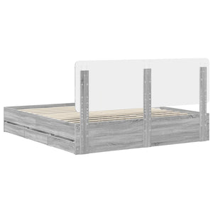 Sängram med låda Grå Sonoma 200 x 200 cm Ingenjörsträ
