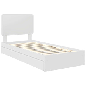 Förvaringssäng med huvudgavel Vit 90 x 200 cm Konstruerat trä