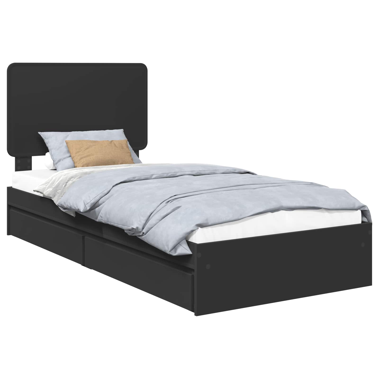 Förvaringssäng med låda Svart 75 x 190 cm Konstruerat trä