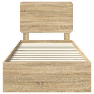 Sängram med huvudgavel Sonoma-ek 100 x 200 cm Konstruerat trä