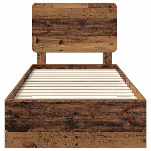 Sängram med huvudgavel Gammalt trä 100 x 200 cm Konstruerat trä