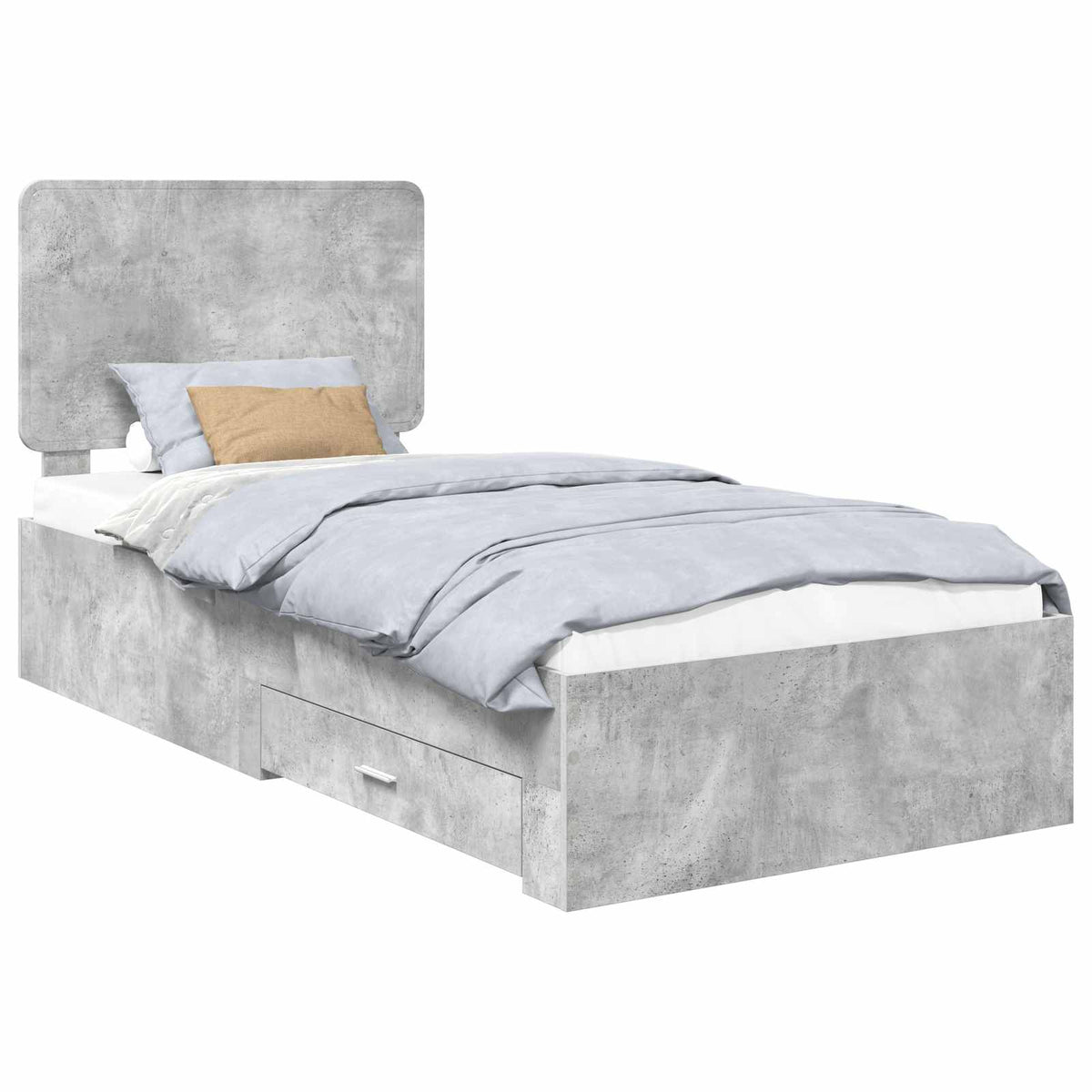 Sängram med låda Betonggrå 90 x 200 cm Konstruerat trä