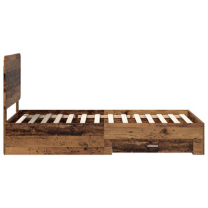 Sängram med huvudgavel Gammalt trä 90 x 200 cm Konstruerat trä