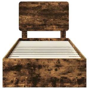 Sängram med huvudgavel Rökt ek 90 x 190 cm Konstruerat trä