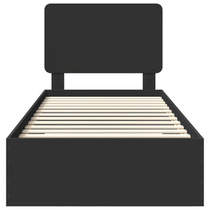 Sängram med huvudgavel Svart 75 x 190 cm Konstruerat trä