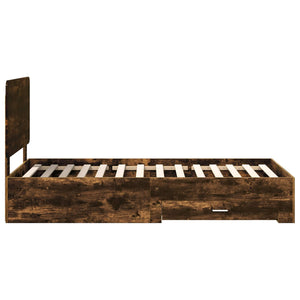 Sängram med huvudgavel Rökt ek 75 x 190 cm Konstruerat trä