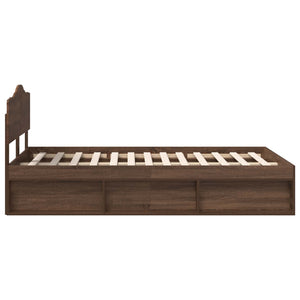 Sängram med huvudgavel Brun Ek 120 x 200 cm Massiv furu