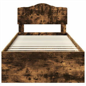 Sängram med huvudgavel Rökt ek 100 x 200 cm Massiv furu