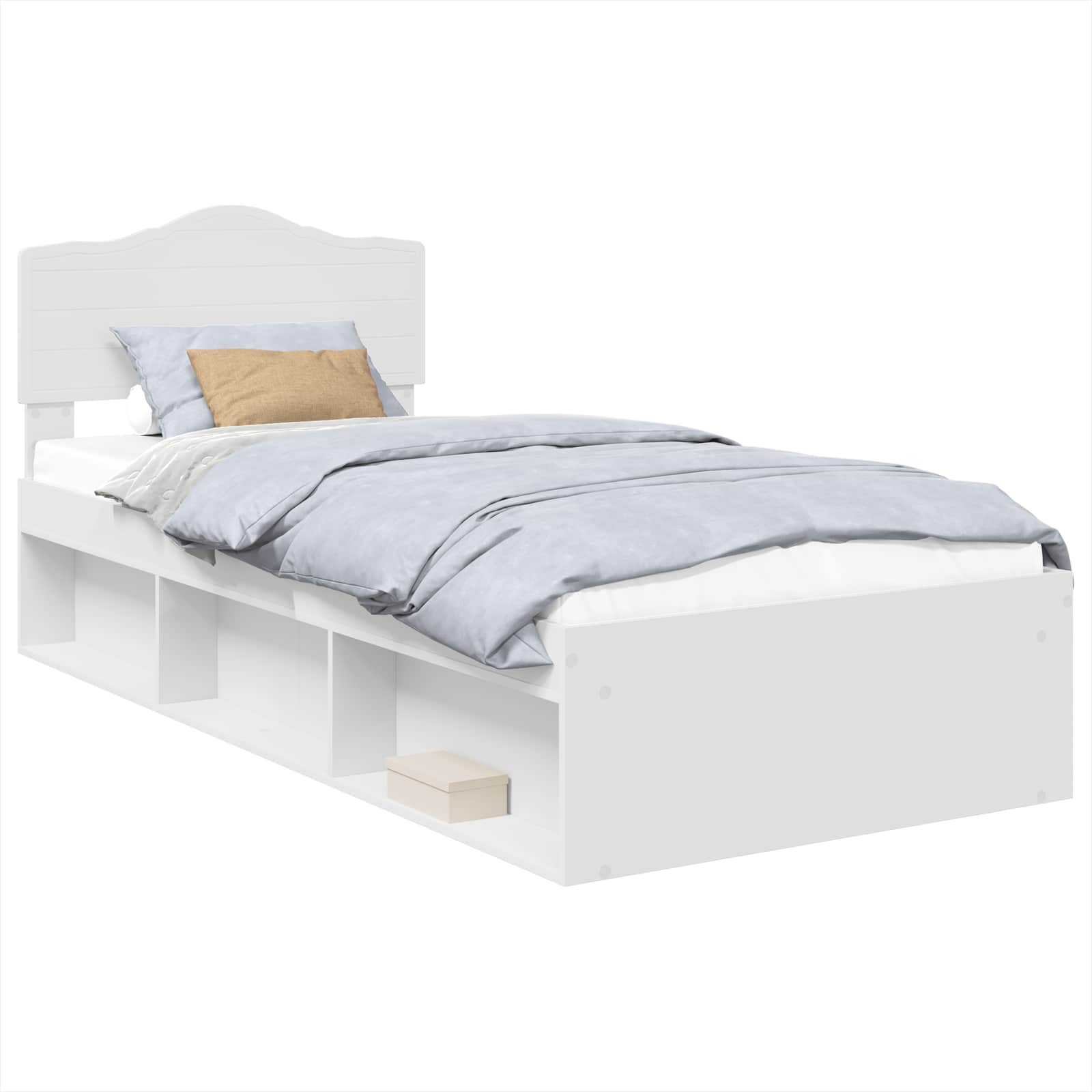 Sängram med huvudgavel Vit 90 x 200 cm Massiv furu