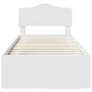 Sängram med huvudgavel Vit 90 x 190 cm Massiv furu