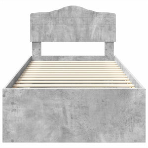 Sängram med huvudgavel Betonggrå 75 x 190 cm Massiv furu