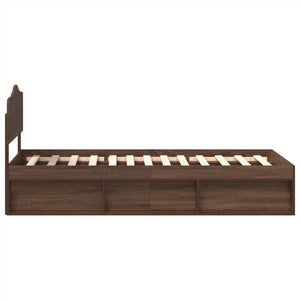 Sängram med huvudgavel Brun Ek 75 x 190 cm Massiv furu