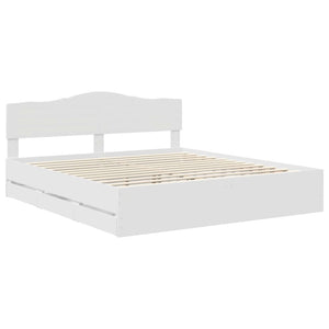 Sängram med låda med huvudgavel Vit 180 x 200 cm Ingenjörsträ