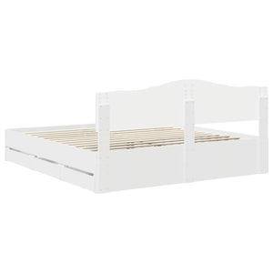 Sängram med låda med huvudgavel Vit 180 x 200 cm Ingenjörsträ