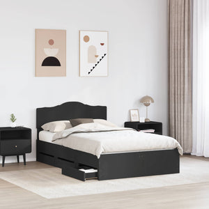 Sängram med låda med huvudgavel Svart 120 x 200 cm Ingenjörsträ