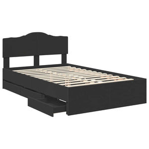 Sängram med låda med huvudgavel Svart 120 x 200 cm Ingenjörsträ