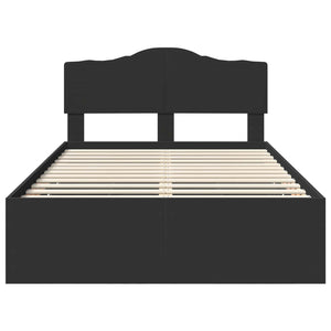 Sängram med låda med huvudgavel Svart 120 x 200 cm Ingenjörsträ