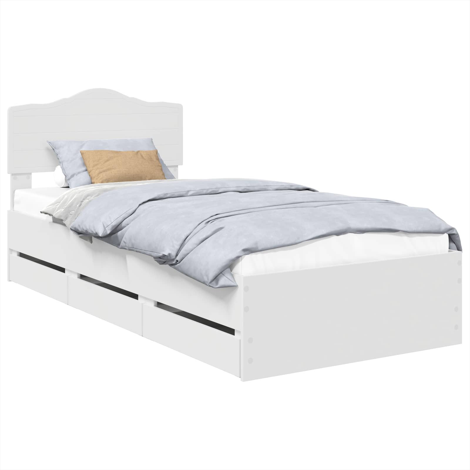 Sängram med låda med huvudgavel Vit 90 x 200 cm Ingenjörsträ
